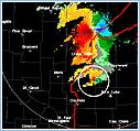 Very strong mesocyclone signature from the Doppler radar. Tornado on the ground at the time.