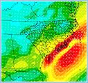 36 Hour forecast of surface winds from the NAM model